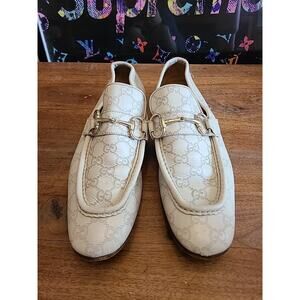 GUCCI TOM FORD GG MEN'S SUPER RARE FIND WHITE LOAFERS SHOE SIZE 9.5